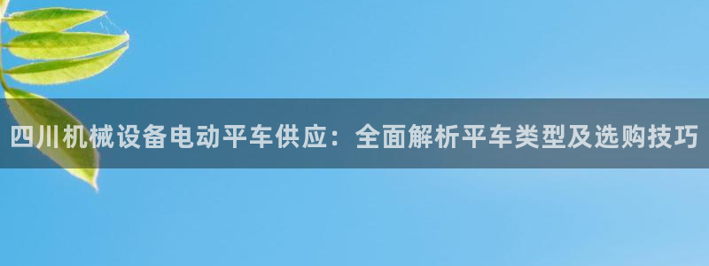 杏盛平台官网注册：四川机械设备电动平车供应：全面解析平车类型及选购技巧