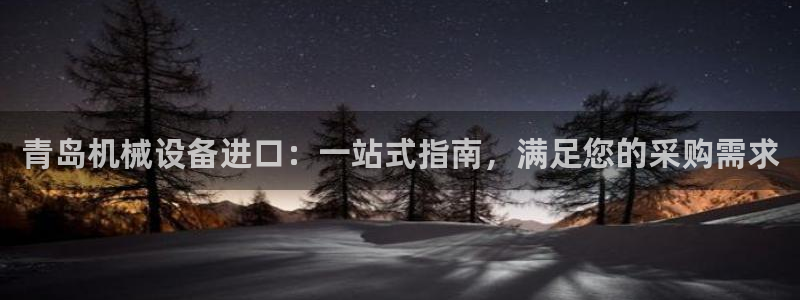 杏盛娱乐代理：青岛机械设备进口：一站式指南，满足您的采购需求