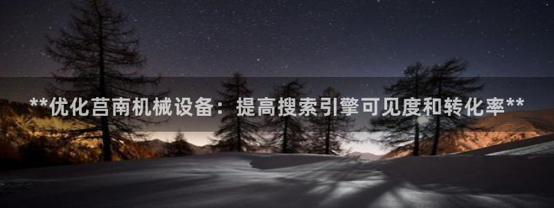 杏盛平台登录：**优化莒南机械设备：提高搜索引擎可见度和转化率**