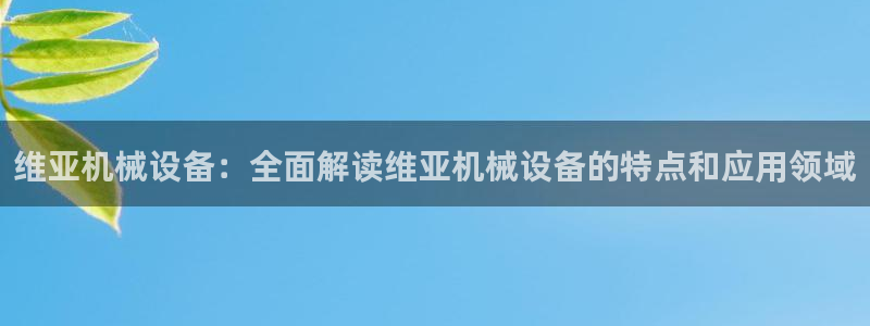 杏盛app下载：维亚机械设备：全面解读维亚机械设备的特点和应用领域